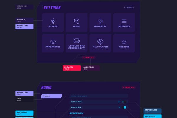 Spec sheet (settings menu) for dev handover