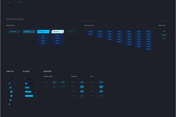 Design system snapshot (UI selector elements and states)